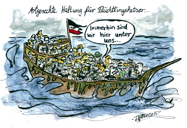 Cartoon-Flüchtlingsboot